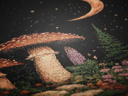 Cottagecore Mushroom Forest Tapestry Blanket, Vintage Floral Woodland Wall Art, Forestcore Whimsigoth Decor Large Woven Throw