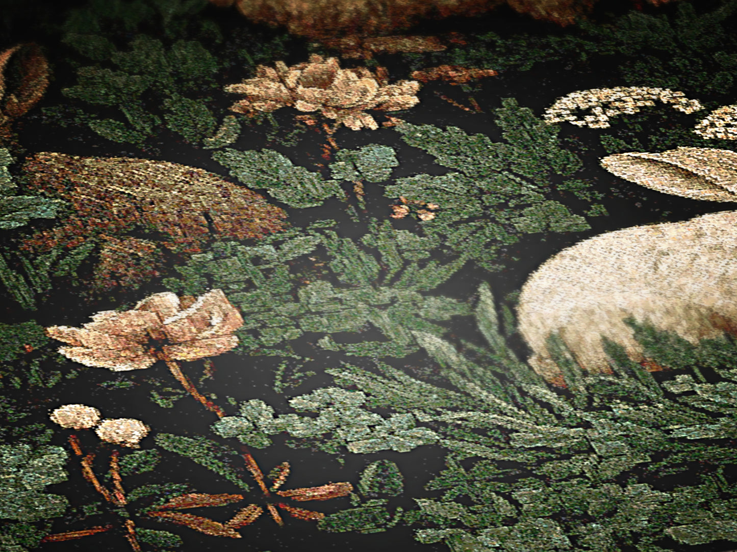 Botanical Rabbit Woven Throw Blanket, Antique Floral Forest Wall Art, Large Wall Tapestry, Whimsigoth Nature Decor, Medieval Bunny Tapestry