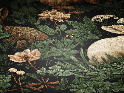 Botanical Rabbit Woven Throw Blanket, Antique Floral Forest Wall Art, Large Wall Tapestry, Whimsigoth Nature Decor, Medieval Bunny Tapestry