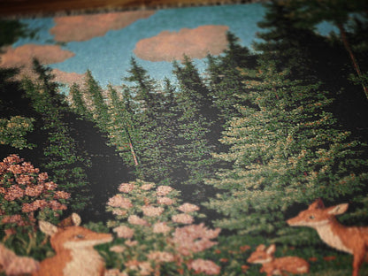 Enchanted Cottagecore Forest Tapestry Blanket, Vintage Floral Woodland Wall Art, Whimsigoth Decor Large Woven Throw