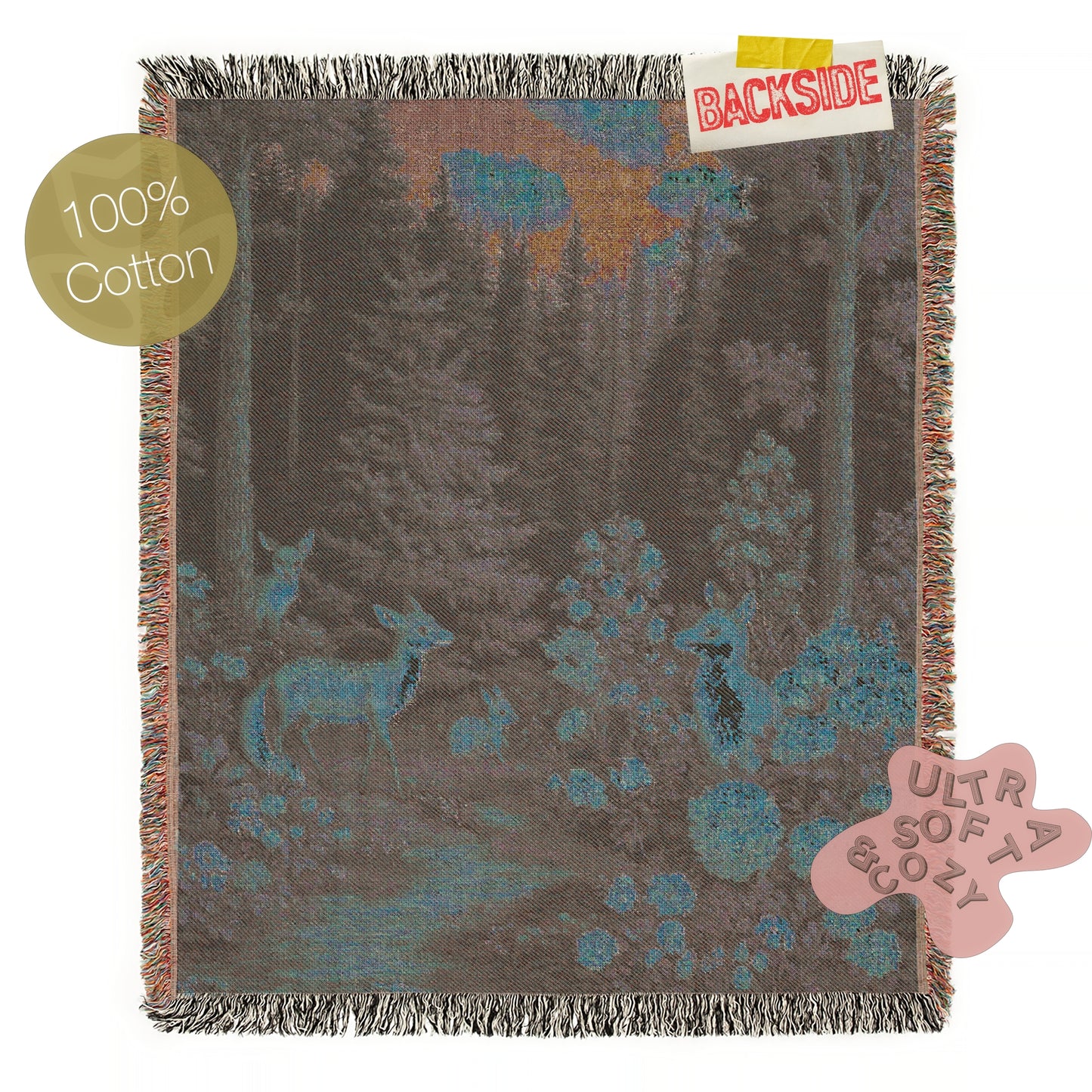 Enchanted Cottagecore Forest Tapestry Blanket, Vintage Floral Woodland Wall Art, Whimsigoth Decor Large Woven Throw