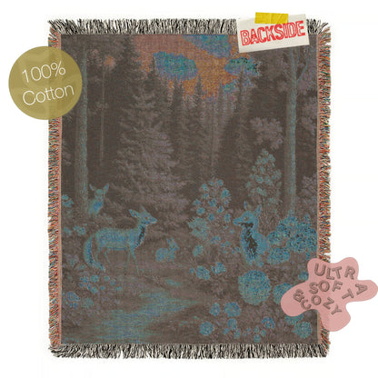 Enchanted Cottagecore Forest Tapestry Blanket, Vintage Floral Woodland Wall Art, Whimsigoth Decor Large Woven Throw