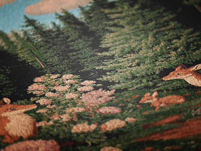 Enchanted Cottagecore Forest Tapestry Blanket, Vintage Floral Woodland Wall Art, Whimsigoth Decor Large Woven Throw