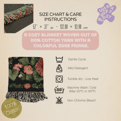 Possum Tapestry Blanket, Cottagecore Home Decor, Floral Botanical Woven Wall Hanging, Large Wall Tapestry, Opposum Picnic Blanket