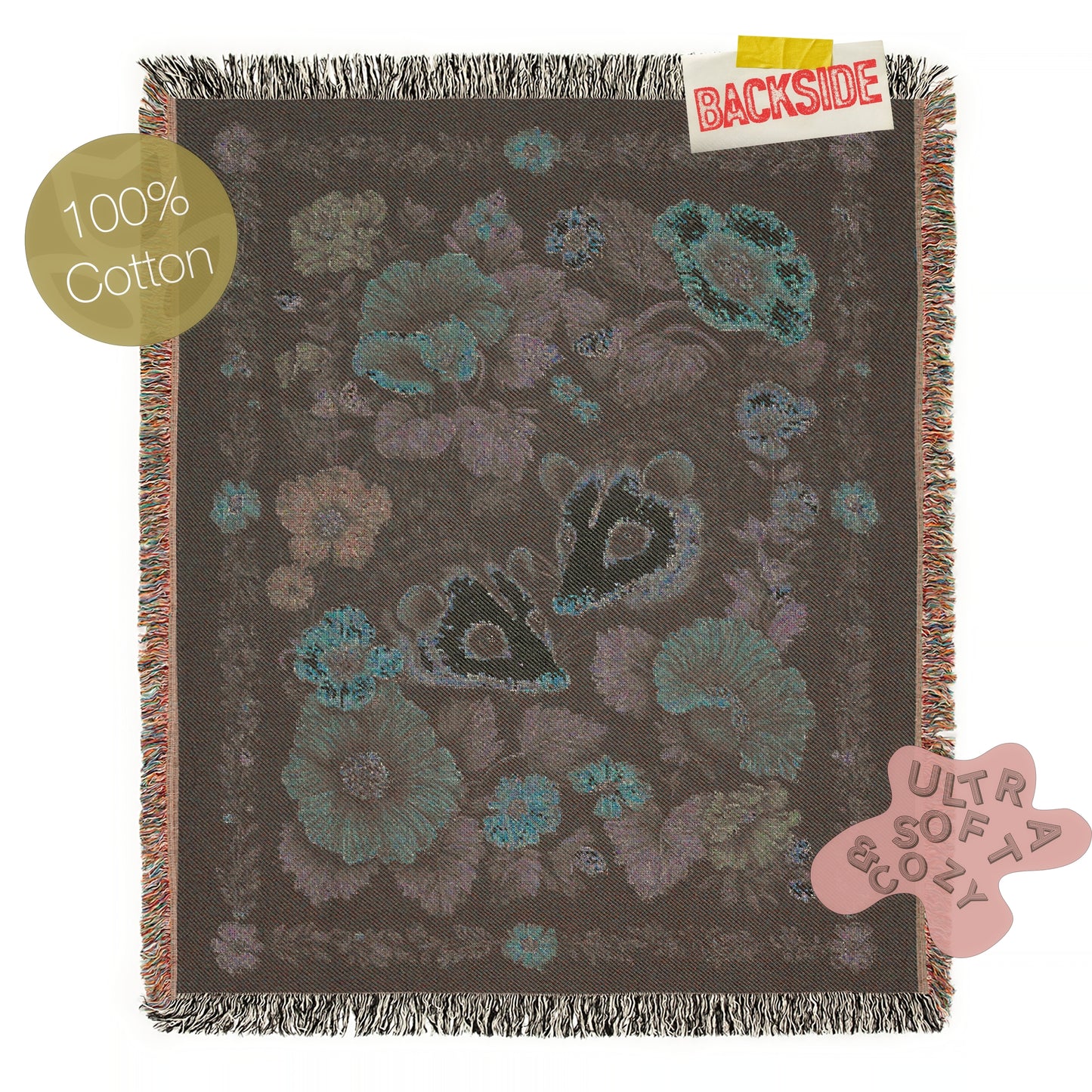 Possum Tapestry Blanket, Cottagecore Home Decor, Floral Botanical Woven Wall Hanging, Large Wall Tapestry, Opposum Picnic Blanket