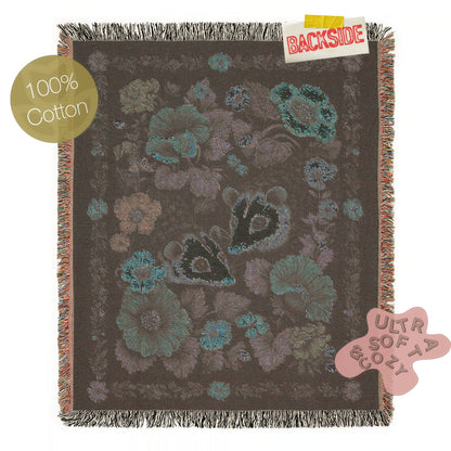 Possum Tapestry Blanket, Cottagecore Home Decor, Floral Botanical Woven Wall Hanging, Large Wall Tapestry, Opposum Picnic Blanket