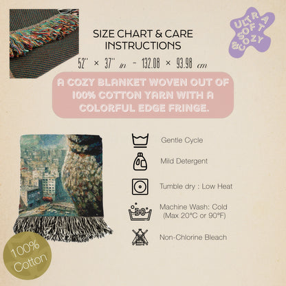 Godzilla Tapestry Blanket, Japanese Woven Wall Art, Large Tokusatsu Gojira Fantasy Tapestry, Gamera Poster Throw, Kaiju Picnic Blanket