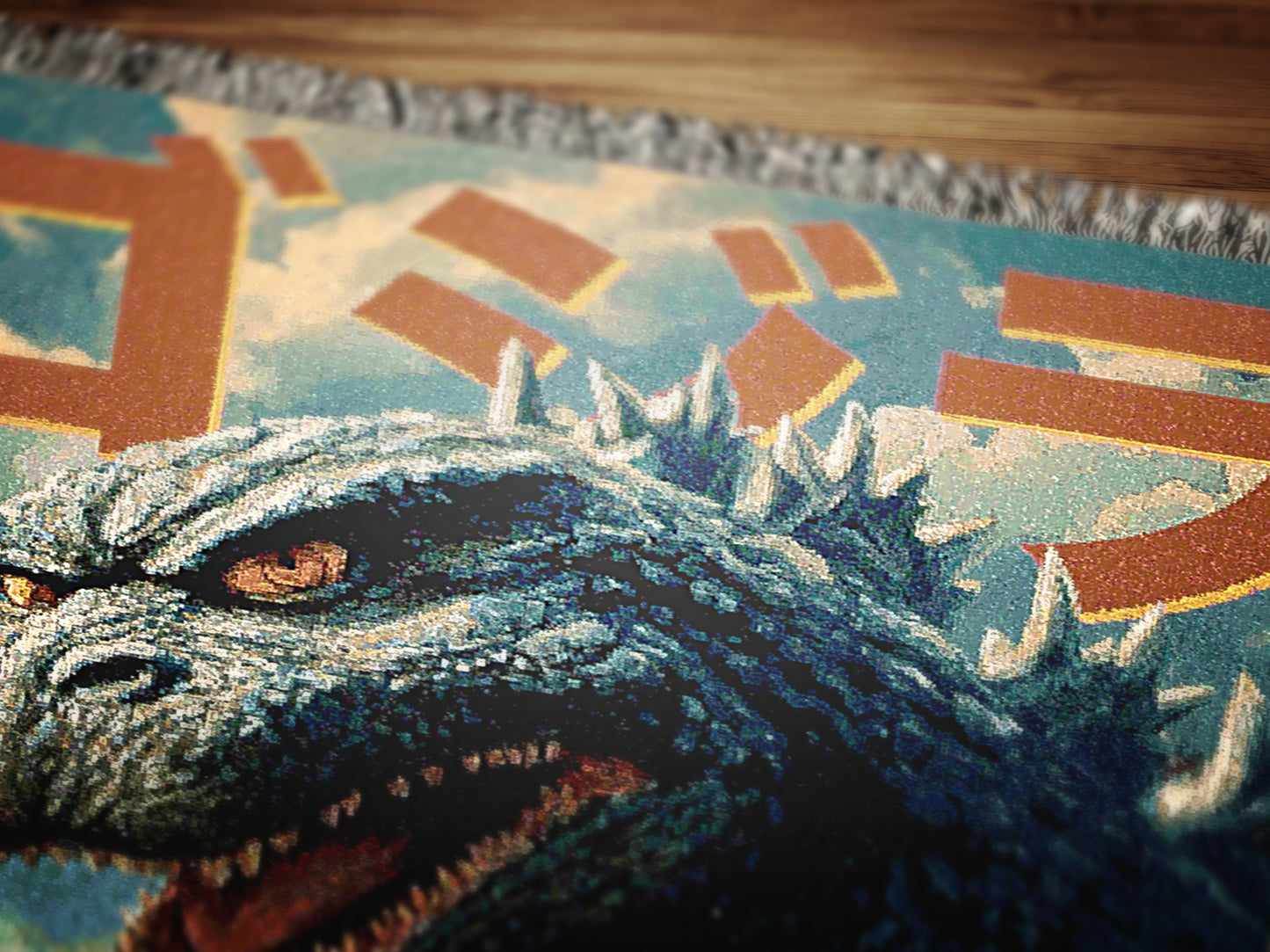 Godzilla Tapestry Blanket, Japanese Woven Wall Art, Large Tokusatsu Gojira Fantasy Tapestry, Gamera Poster Throw, Kaiju Picnic Blanket