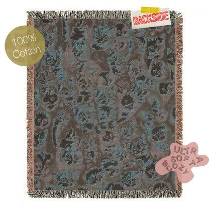 Cat Throw Blanket, Cottagecore Cute Kitten Print, Whimsical Grandmacore Kitsch Home Decor, Woven Large Tapestry, Cozy Cat Lover Gift