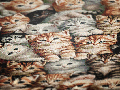 Cat Throw Blanket, Cottagecore Cute Kitten Print, Whimsical Grandmacore Kitsch Home Decor, Woven Large Tapestry, Cozy Cat Lover Gift