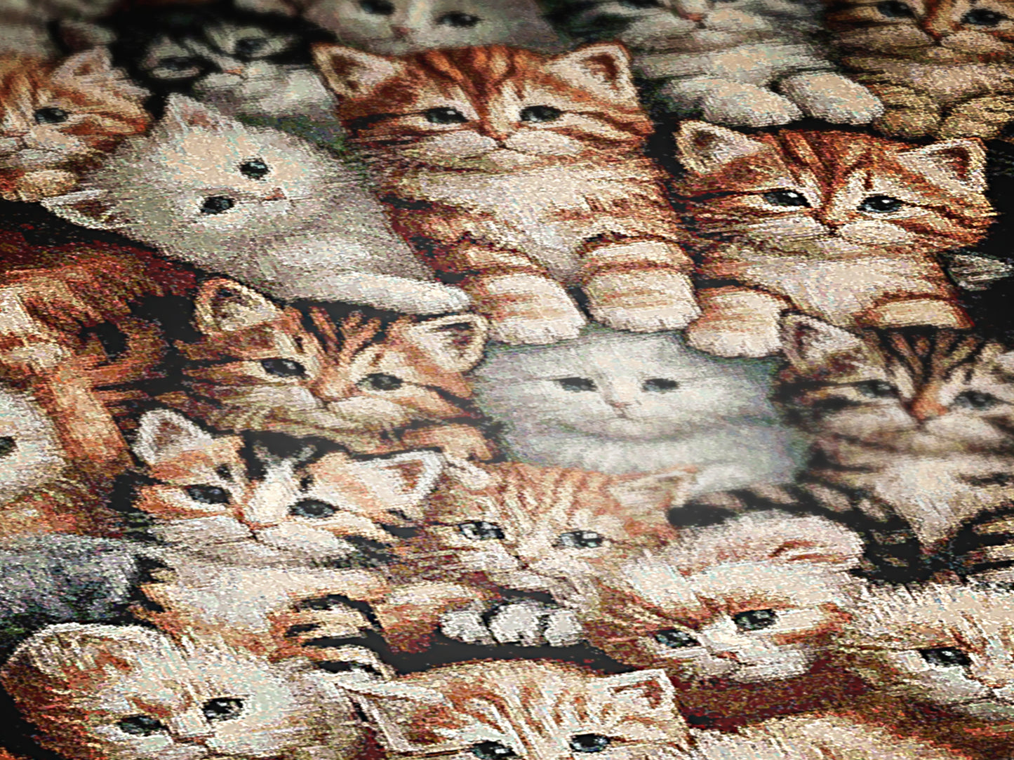 Cat Throw Blanket, Cottagecore Cute Kitten Print, Whimsical Grandmacore Kitsch Home Decor, Woven Large Tapestry, Cozy Cat Lover Gift