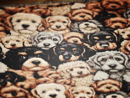 Dogs Throw Blanket, Cottagecore Cute Puppies Print, Whimsical Grandmacore Kitsch Home Decor, Woven Large Tapestry, Cozy Dog Lover Gift