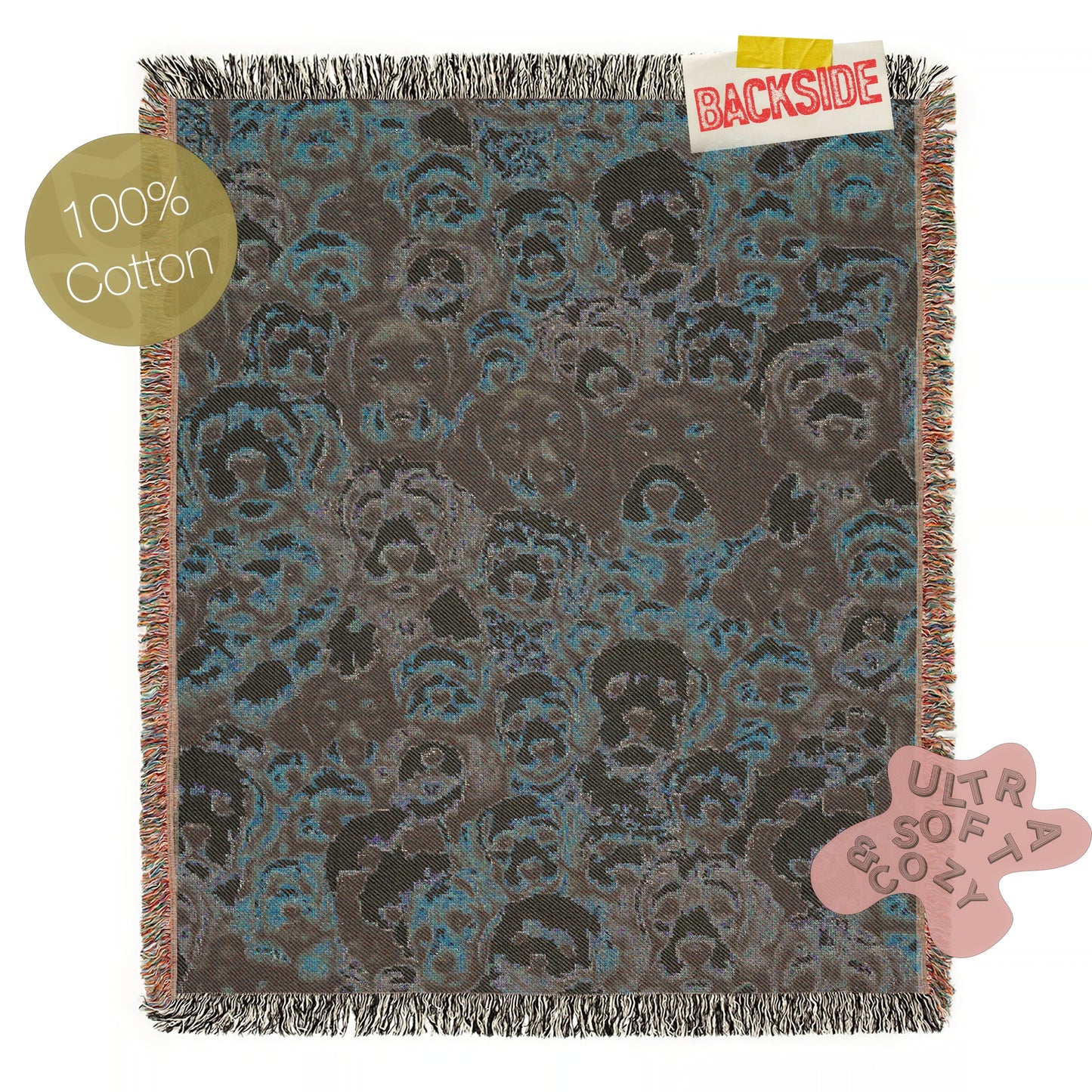 Dogs Throw Blanket, Cottagecore Cute Puppies Print, Whimsical Grandmacore Kitsch Home Decor, Woven Large Tapestry, Cozy Dog Lover Gift