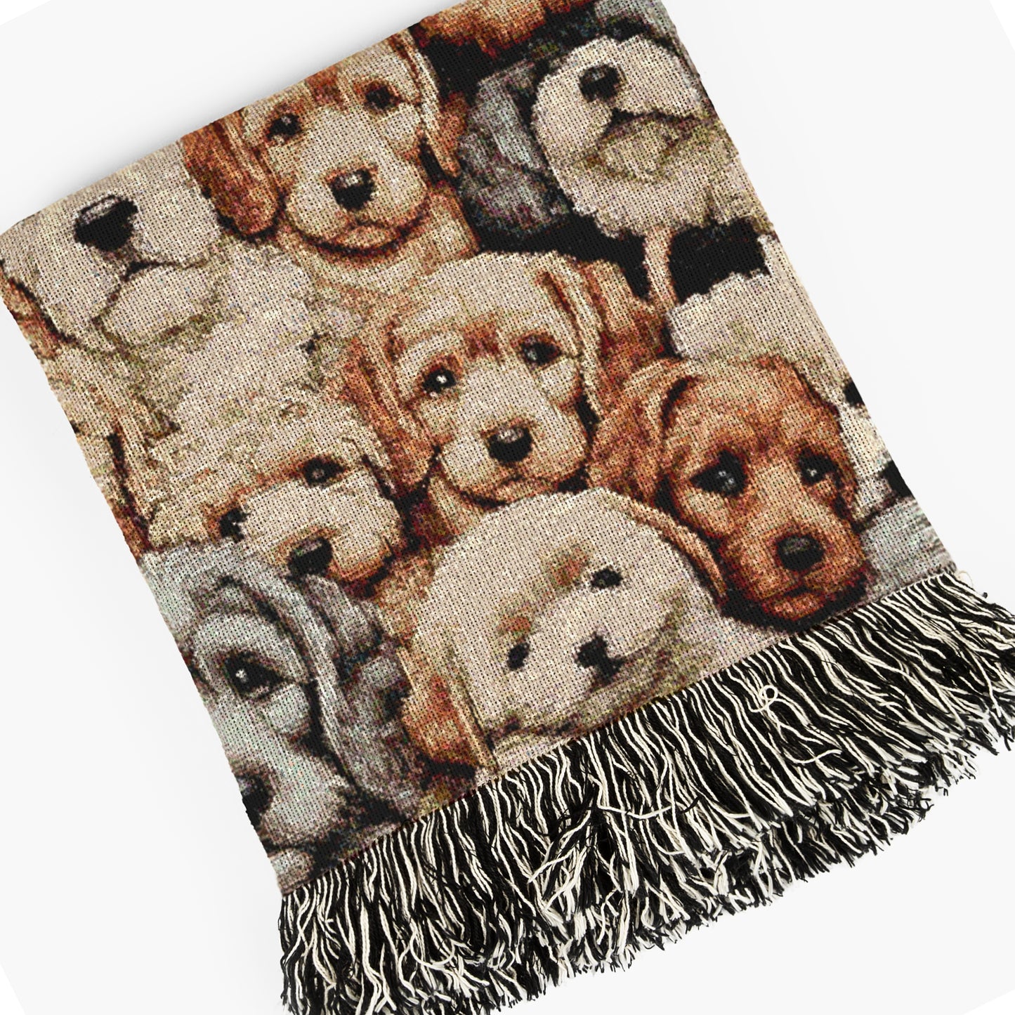 Dogs Throw Blanket, Cottagecore Cute Puppies Print, Whimsical Grandmacore Kitsch Home Decor, Woven Large Tapestry, Cozy Dog Lover Gift