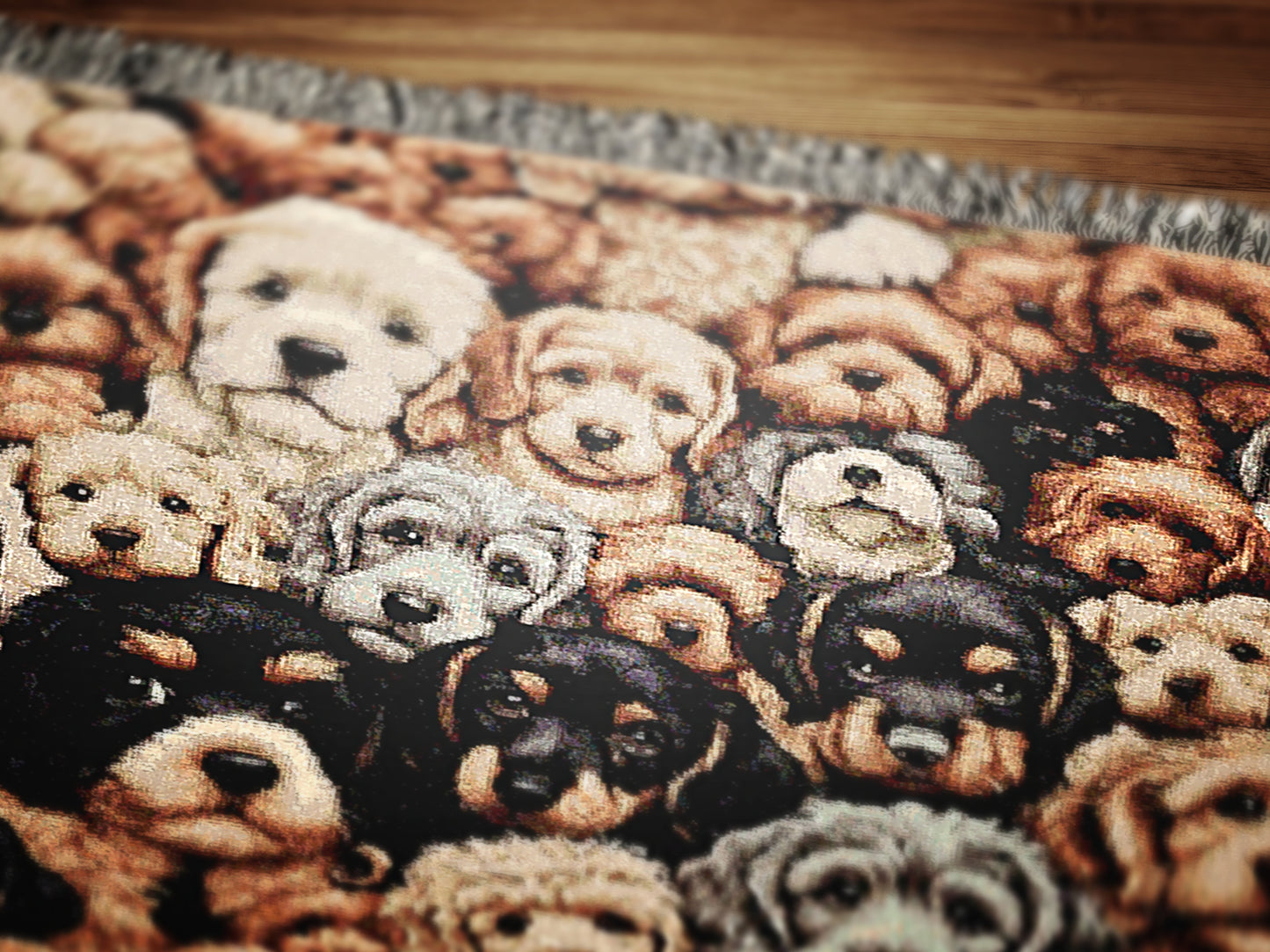 Dogs Throw Blanket, Cottagecore Cute Puppies Print, Whimsical Grandmacore Kitsch Home Decor, Woven Large Tapestry, Cozy Dog Lover Gift