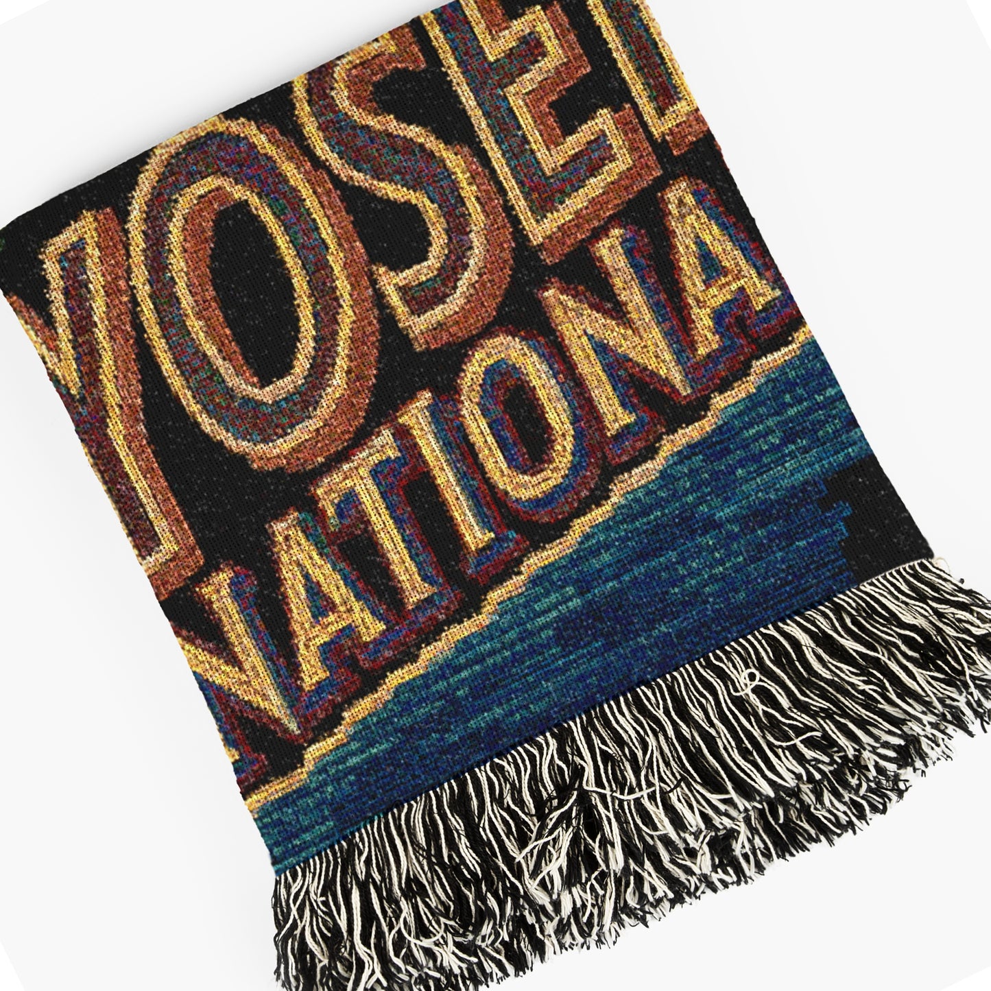 Jacquard Woven Bigfoot Blanket, Retro Sasquatch Cross Stitch Inspired Cryptid Cotton Tapestry, Spooky Monster Decor, Cryptozoology Gift