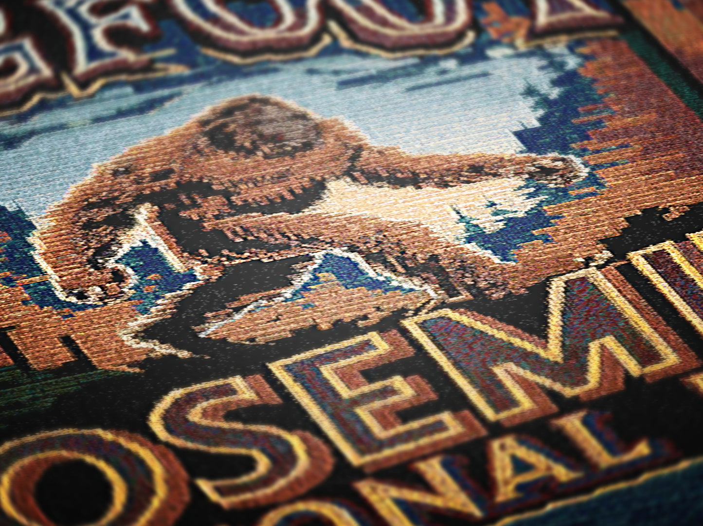 Jacquard Woven Bigfoot Blanket, Retro Sasquatch Cross Stitch Inspired Cryptid Cotton Tapestry, Spooky Monster Decor, Cryptozoology Gift