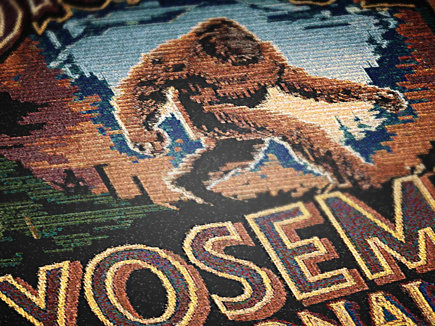 Jacquard Woven Bigfoot Blanket, Retro Sasquatch Cross Stitch Inspired Cryptid Cotton Tapestry, Spooky Monster Decor, Cryptozoology Gift
