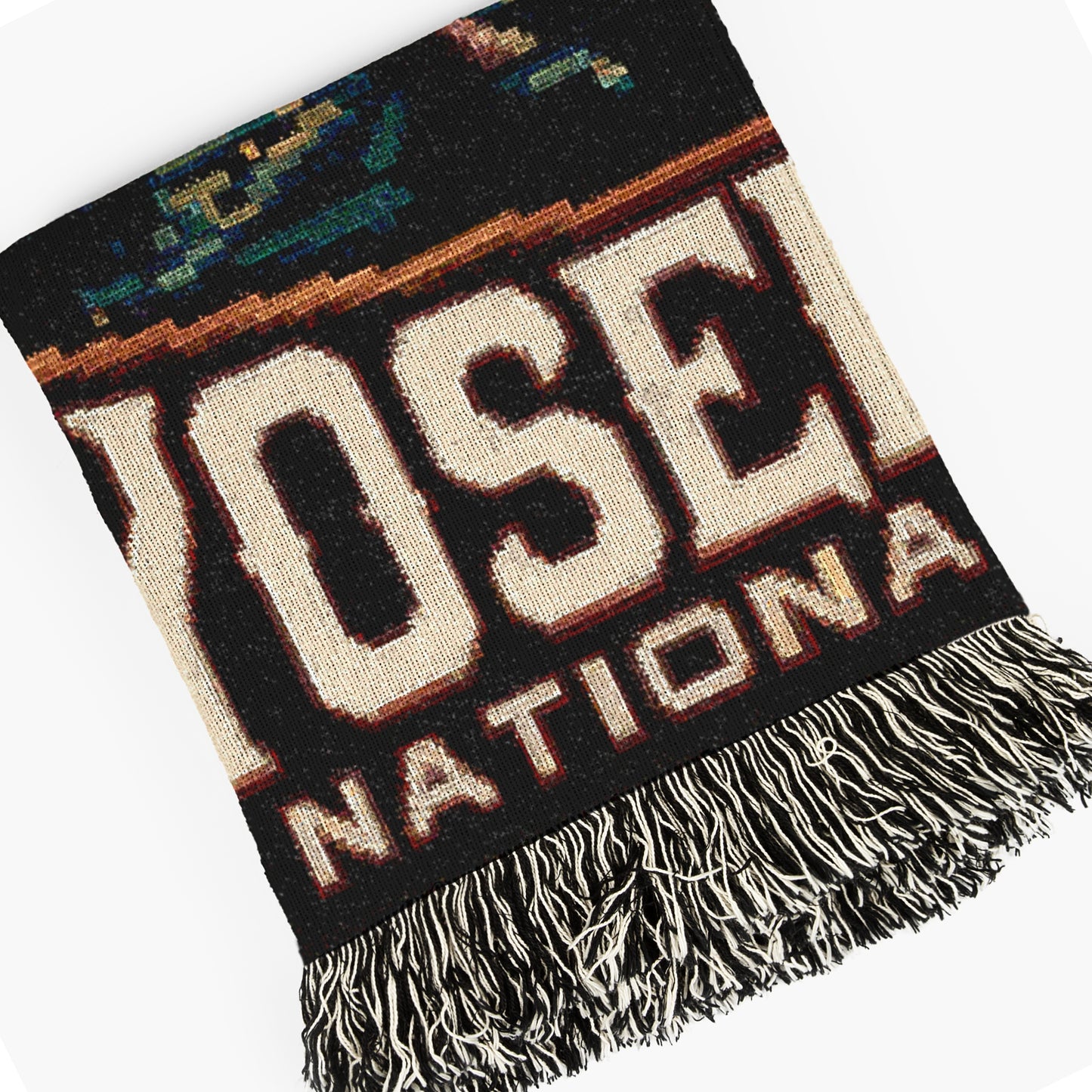 Sasquatch Jacquard Woven Blanket, Retro Bigfoot Cross Stitch Inspired Cryptid Throw Tapestry, Spooky Monster Decor, Cryptozoology Gift