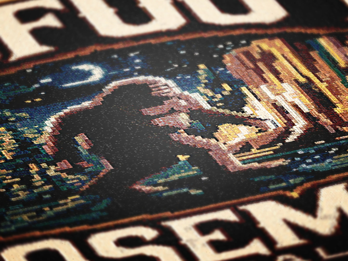 Sasquatch Jacquard Woven Blanket, Retro Bigfoot Cross Stitch Inspired Cryptid Throw Tapestry, Spooky Monster Decor, Cryptozoology Gift