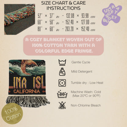 Mermaid Wall Art Tapestry, Mermaidcore Wall Art Siren Beach Decor, Throw Blanket Woven Travel Poster, Cross Stitch Inspired Wall Decor