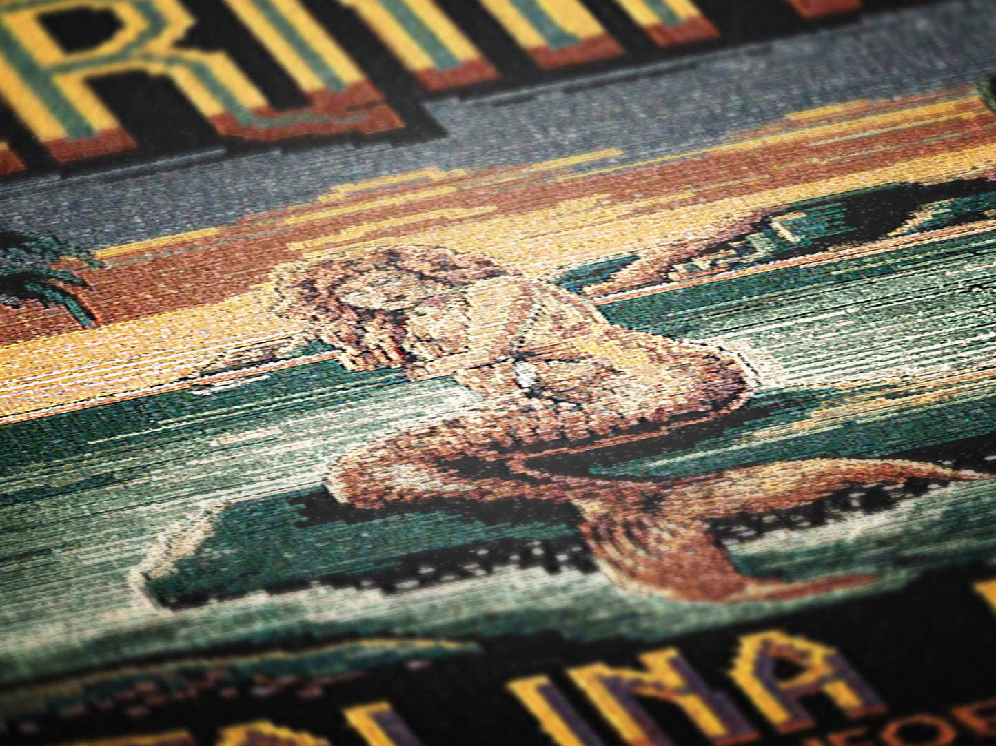 Mermaid Wall Art Tapestry, Mermaidcore Wall Art Siren Beach Decor, Throw Blanket Woven Travel Poster, Cross Stitch Inspired Wall Decor