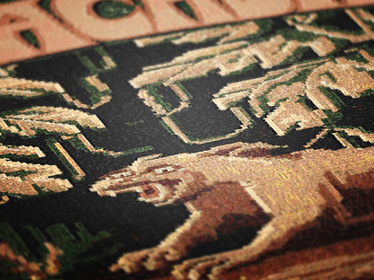 Chupacabra Jacquard Woven Blanket, Retro Cross Stitch Inspired Cryptid Throw Tapestry, Spooky Monster Decor, Cryptozoology Gift