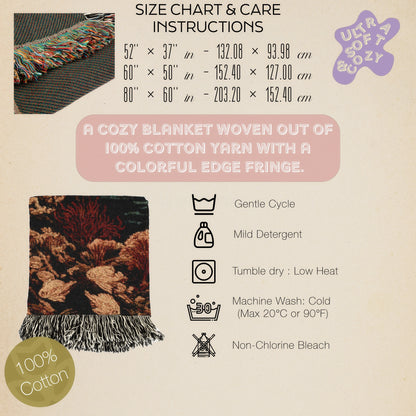 Cat Mermaid Jacquard Woven Blanket, Mermaidcore Wall Art, Siren on Beach, Selkie Retro Woven Throw Blanket, Cross Stitch Inspired Wall Decor