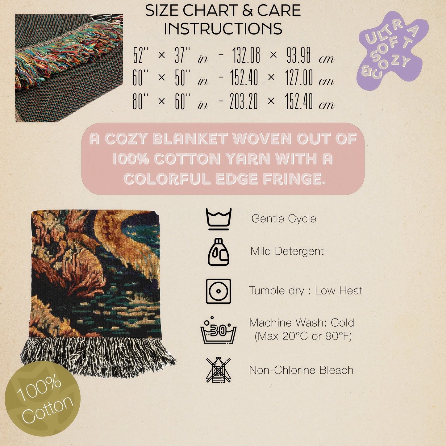 Mermaid Cat Jacquard Woven Blanket, Mermaidcore Wall Art, Siren on Beach, Selkie Retro Woven Throw Blanket Cross Stitch Inspired Wall Decor