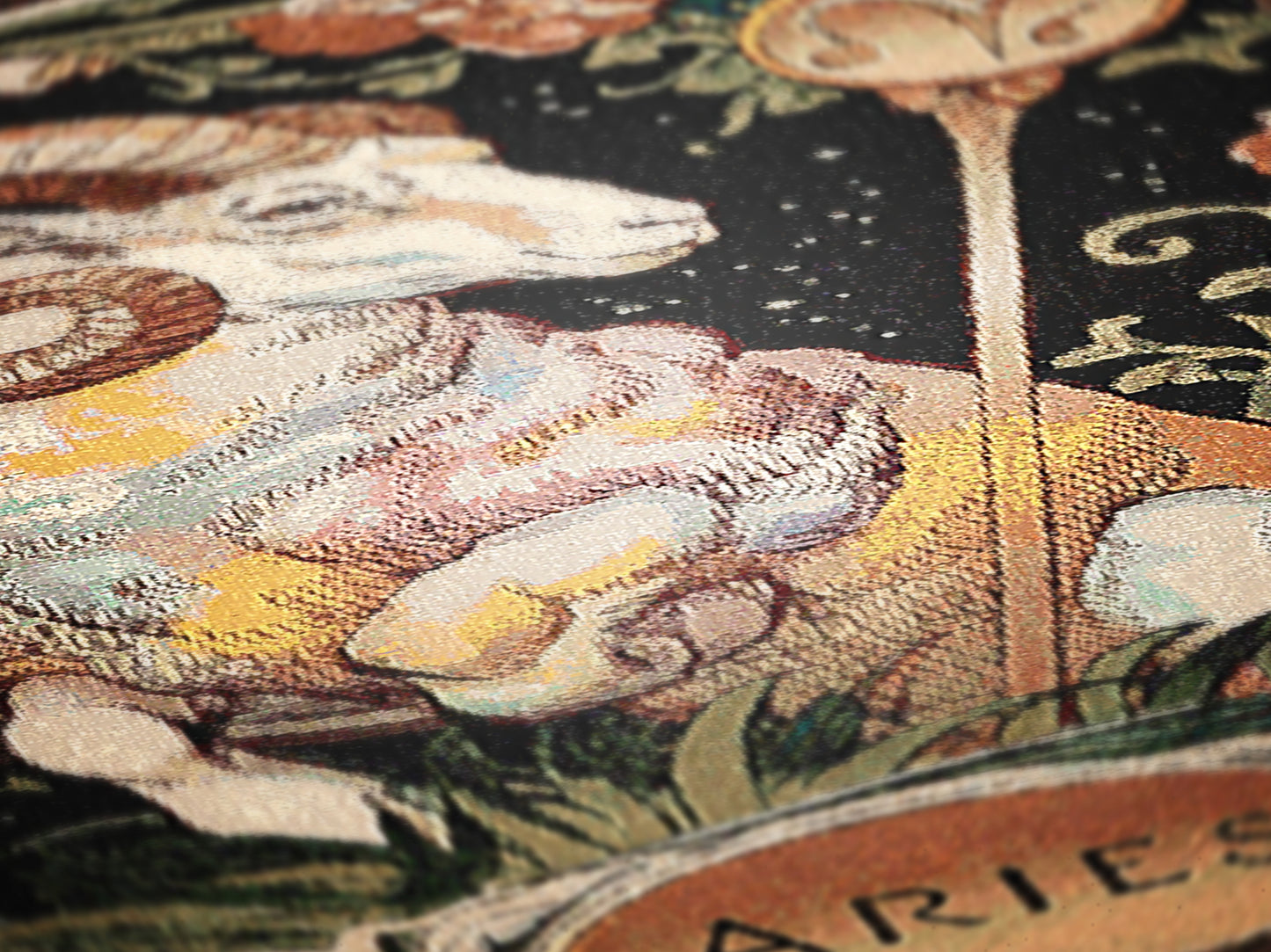 Art Nouveau Zodiac Woven Fringe Blanket, Aries Tapestry, Zodiac Astro Signs Oversized Blanket, Woven Fringe Throw, Aries Gift