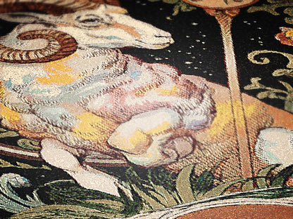 Art Nouveau Zodiac Woven Fringe Blanket, Aries Tapestry, Zodiac Astro Signs Oversized Blanket, Woven Fringe Throw, Aries Gift