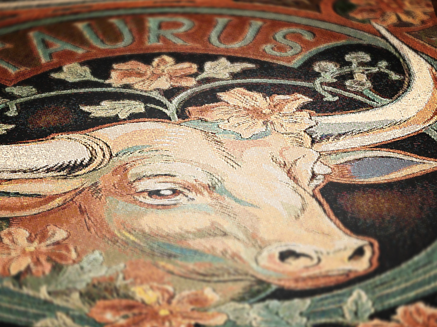 Art Nouveau Zodiac Woven Fringe Blanket, Taurus Tapestry, Zodiac Astro Signs Oversized Blanket, Woven Fringe Throw, Taurus Gift