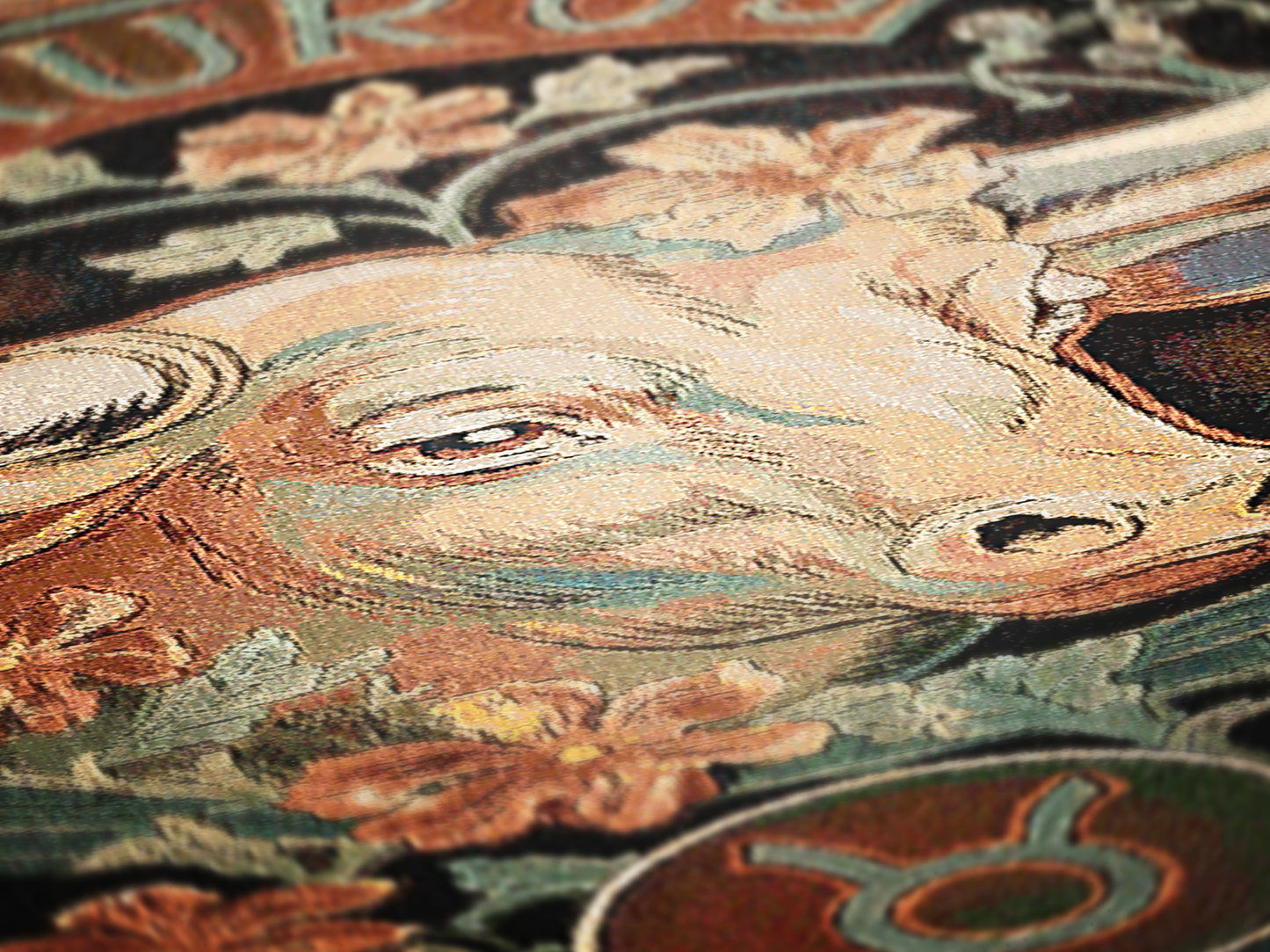 Art Nouveau Zodiac Woven Fringe Blanket, Taurus Tapestry, Zodiac Astro Signs Oversized Blanket, Woven Fringe Throw, Taurus Gift