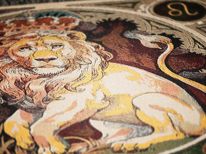 Art Nouveau Zodiac Leo Woven Fringe Blanket