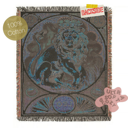 Art Nouveau Zodiac Leo Woven Fringe Blanket
