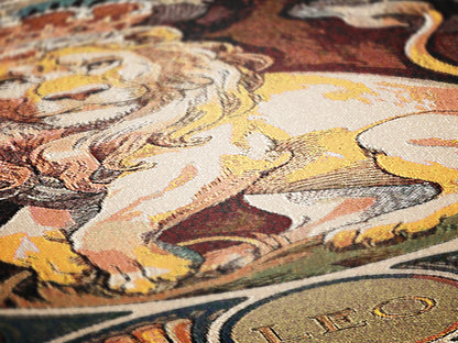 Art Nouveau Zodiac Leo Woven Fringe Blanket