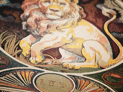 Art Nouveau Zodiac Leo Woven Fringe Blanket
