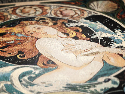 Art Nouveau Zodiac Virgo Woven Fringe Blanket
