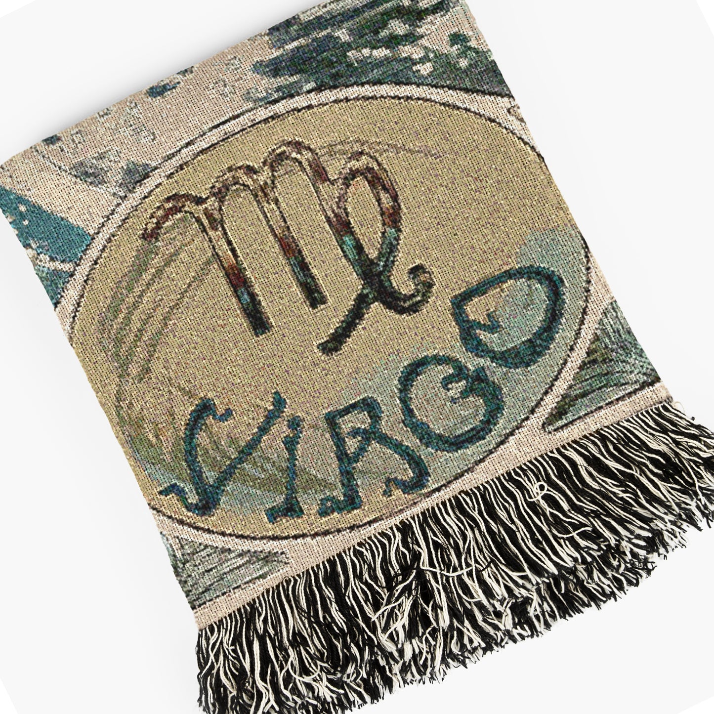 Art Nouveau Zodiac Virgo Woven Fringe Blanket