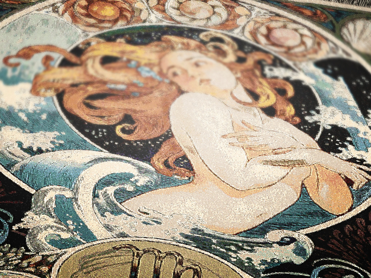 Art Nouveau Zodiac Virgo Woven Fringe Blanket