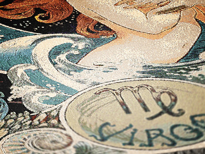 Art Nouveau Zodiac Virgo Woven Fringe Blanket