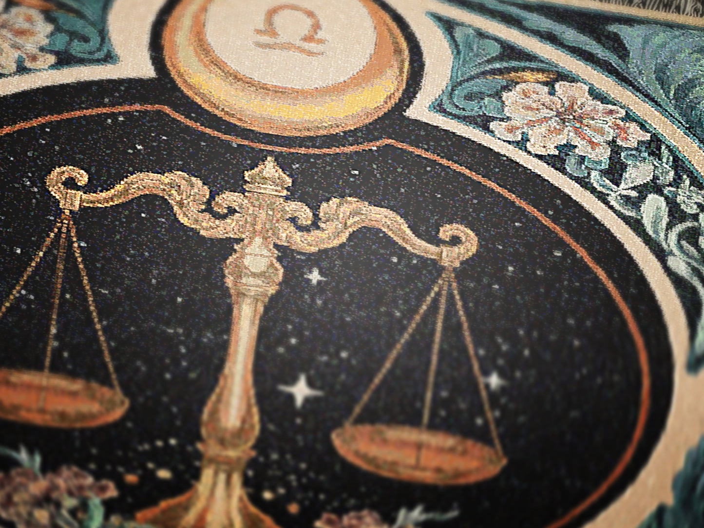 Art Nouveau Zodiac Woven Fringe Blanket, Libra Tapestry, Zodiac Astro Signs Oversized Blanket, Woven Fringe Throw, Libra Gift