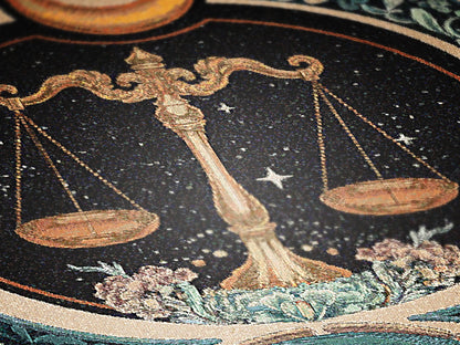 Art Nouveau Zodiac Woven Fringe Blanket, Libra Tapestry, Zodiac Astro Signs Oversized Blanket, Woven Fringe Throw, Libra Gift