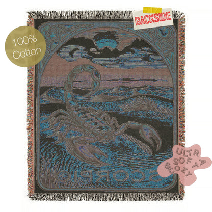 Art Nouveau Zodiac Scorpio Woven Fringe Blanket