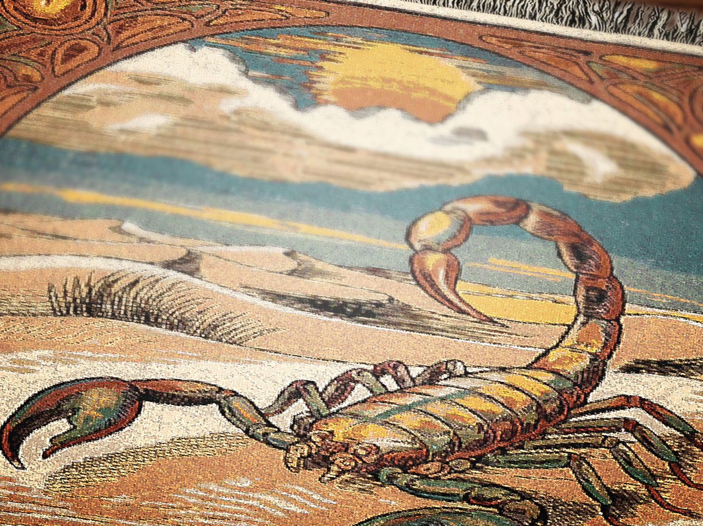 Art Nouveau Zodiac Scorpio Woven Fringe Blanket
