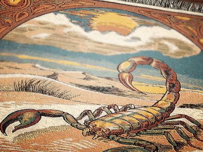 Art Nouveau Zodiac Scorpio Woven Fringe Blanket