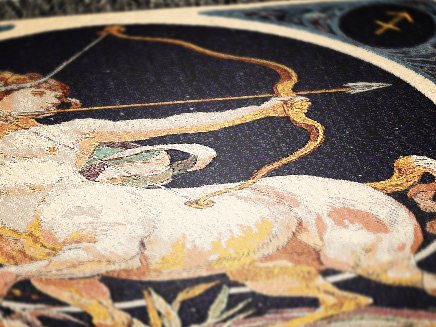 Art Nouveau Zodiac Sagittarius Woven Fringe Blanket