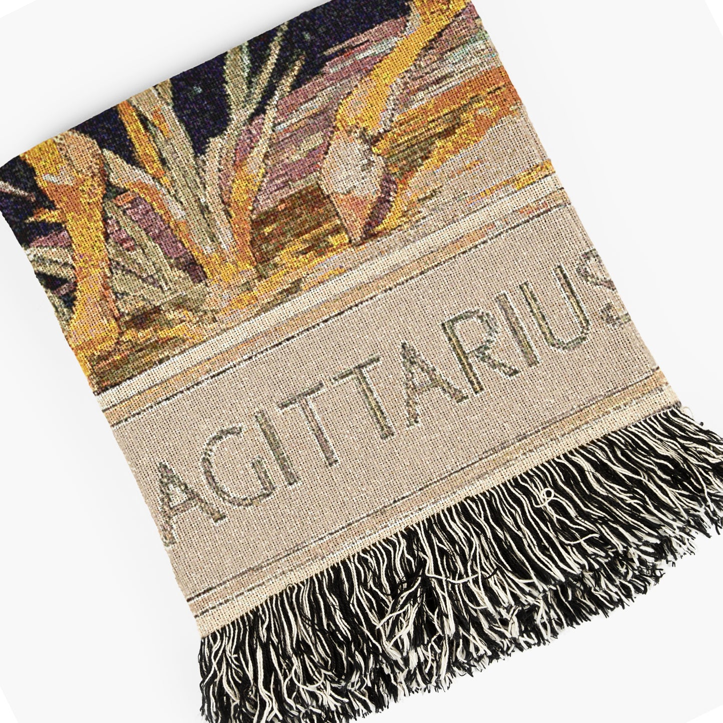 Art Nouveau Zodiac Sagittarius Woven Fringe Blanket