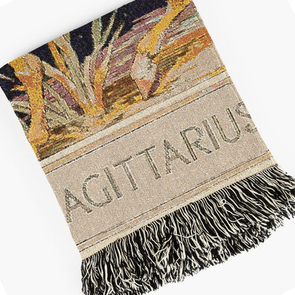 Art Nouveau Zodiac Sagittarius Woven Fringe Blanket
