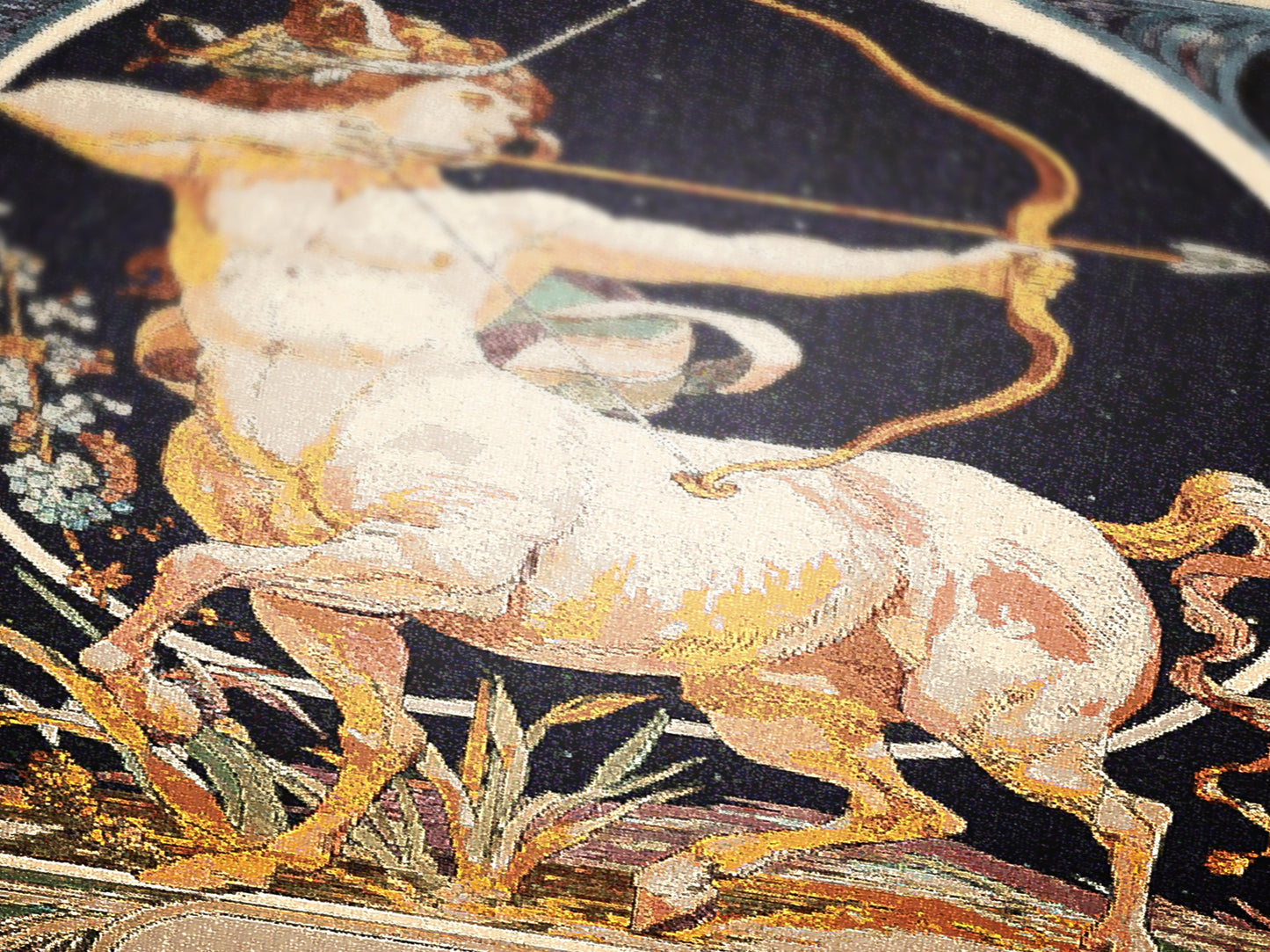 Art Nouveau Zodiac Sagittarius Woven Fringe Blanket